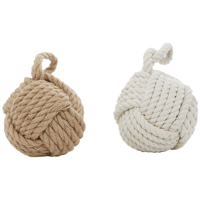Image 6 Starboard Brown White Jute Knot Sculptures Set of 2 more views