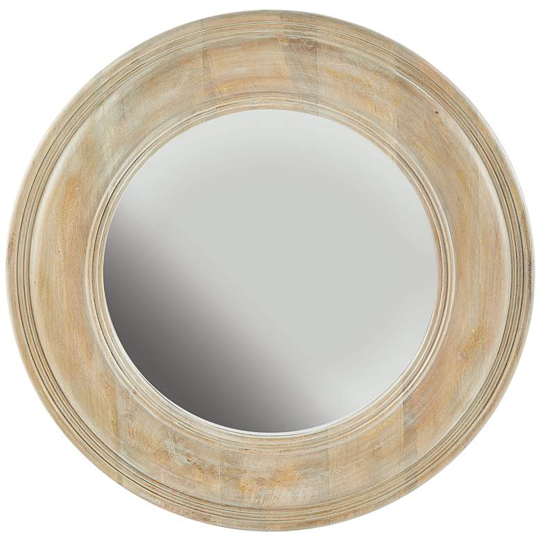 Image 1 Starboard White-Washed with Gold Leaf 30 inch Round Wall Mirror