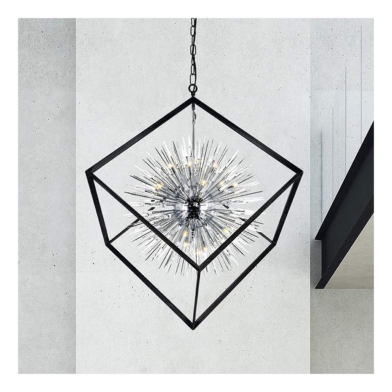 Image 1 Starburst 20 Light Chandelier With Chrome & Black Finish