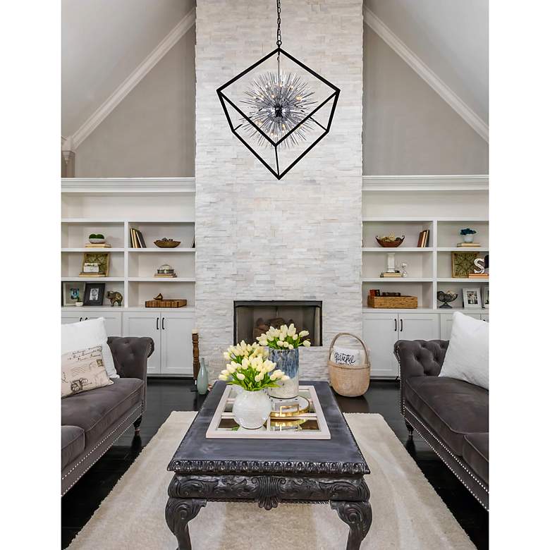 Image 3 Starburst 20 Light Chandelier With Chrome & Black Finish more views