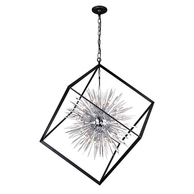 Image 4 Starburst 20 Light Chandelier With Chrome & Black Finish more views