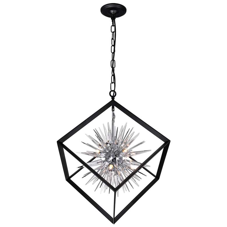 Image 1 Starburst 22" Wide Chrome And Black 6-Light Chandelier