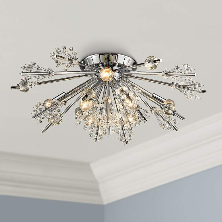 Image 1 Starburst 26 inch Wide Polished Chrome 8-Light Ceiling Light