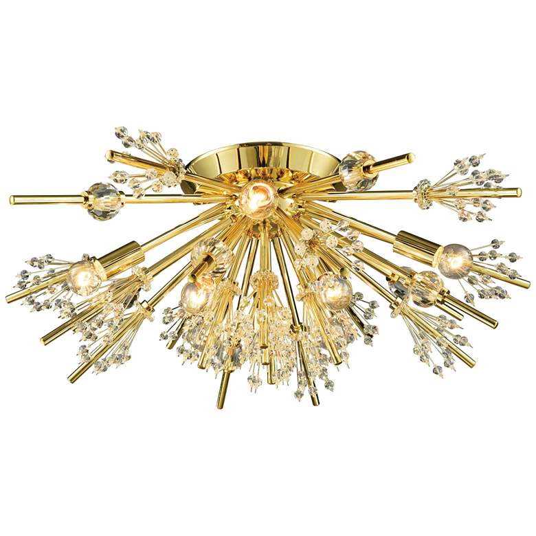 Image 1 Starburst 26" Wide Polished Gold 8-Light Ceiling Light