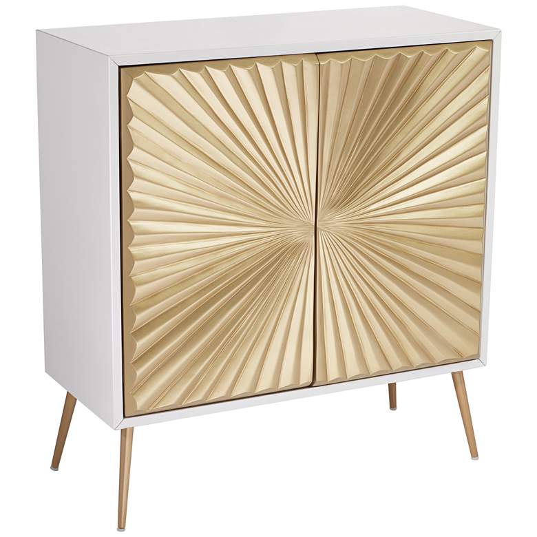Image 3 Starburst 32" Wide White and Gold 2-Door Cabinet