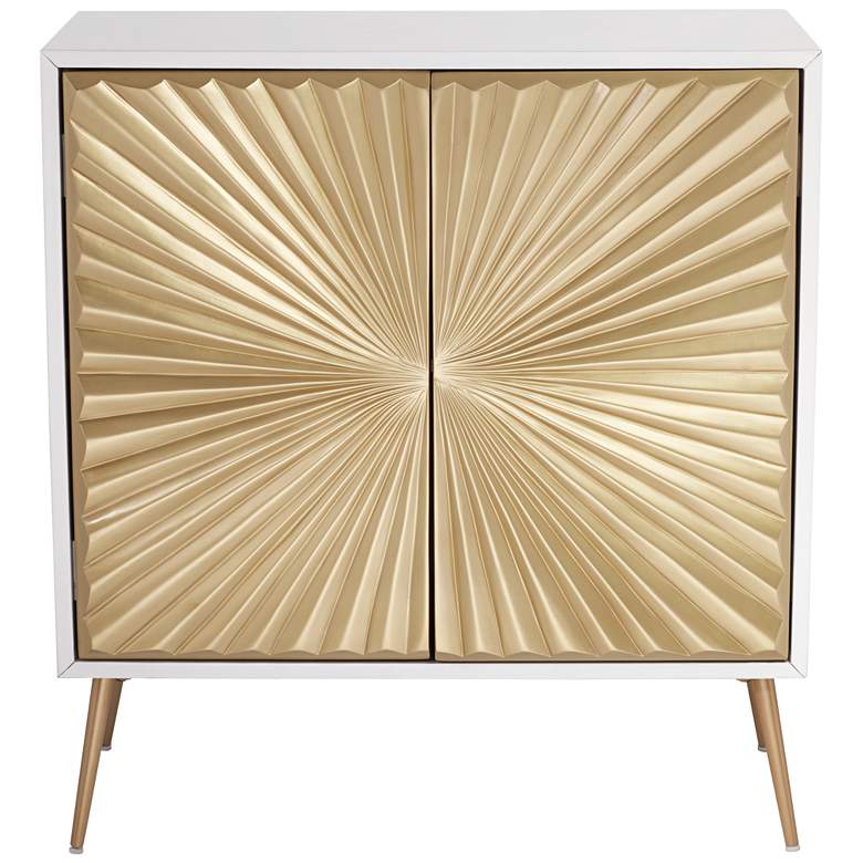 Image 7 Starburst 32 inch Wide White and Gold 2-Door Cabinet more views