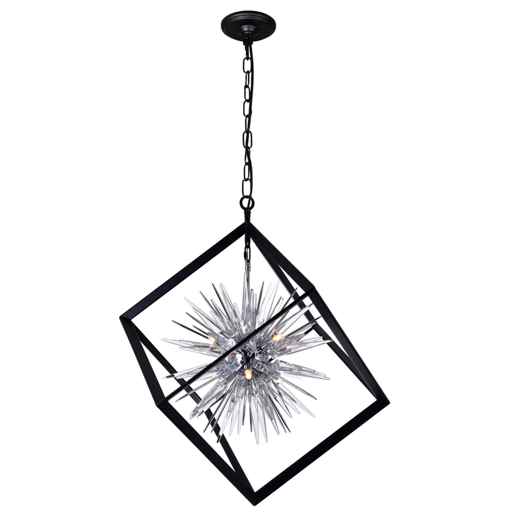 Image 2 Starburst 6 Light Chrome & Black Chandelier more views