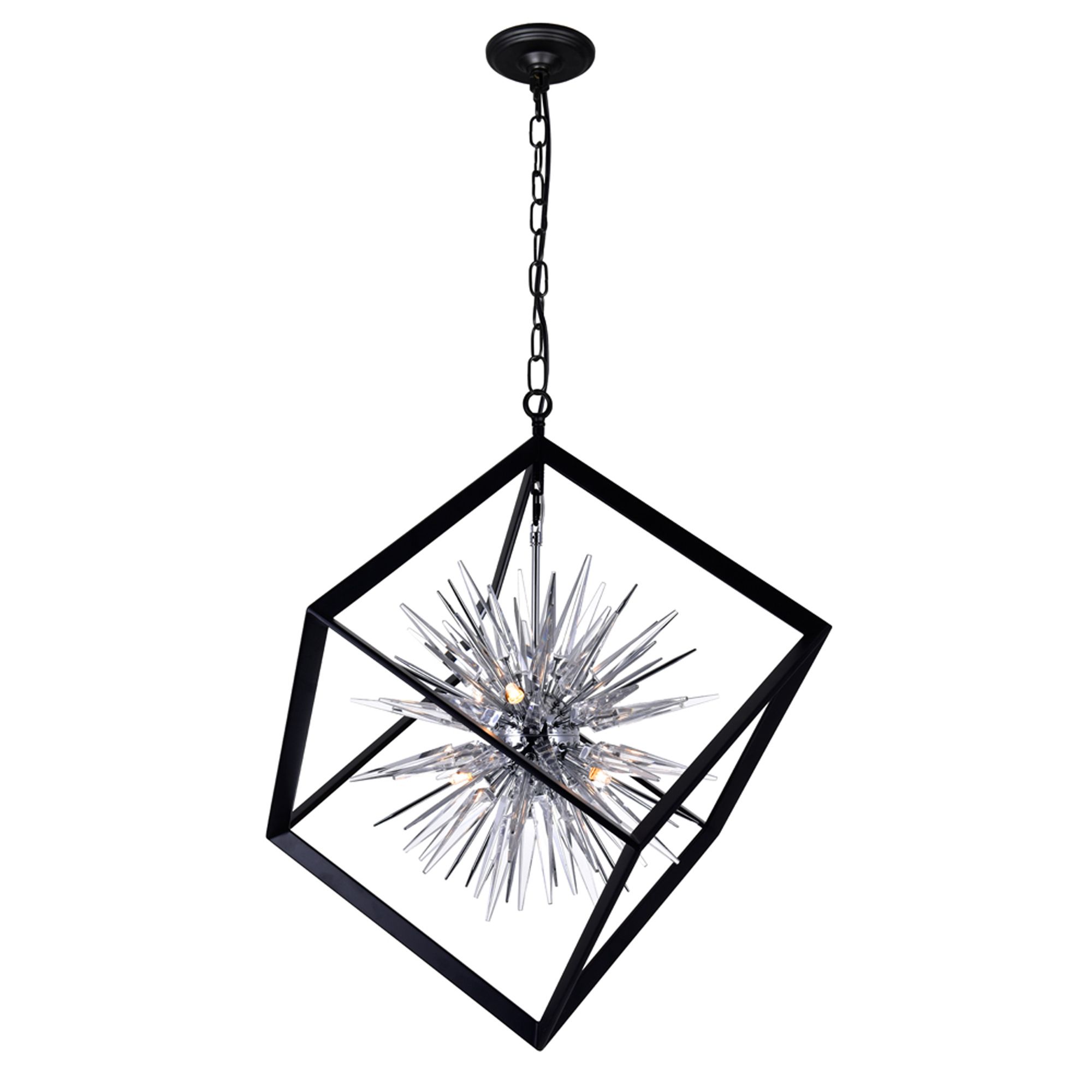 Image 3 Starburst 6 Light Chrome & Black Chandelier more views