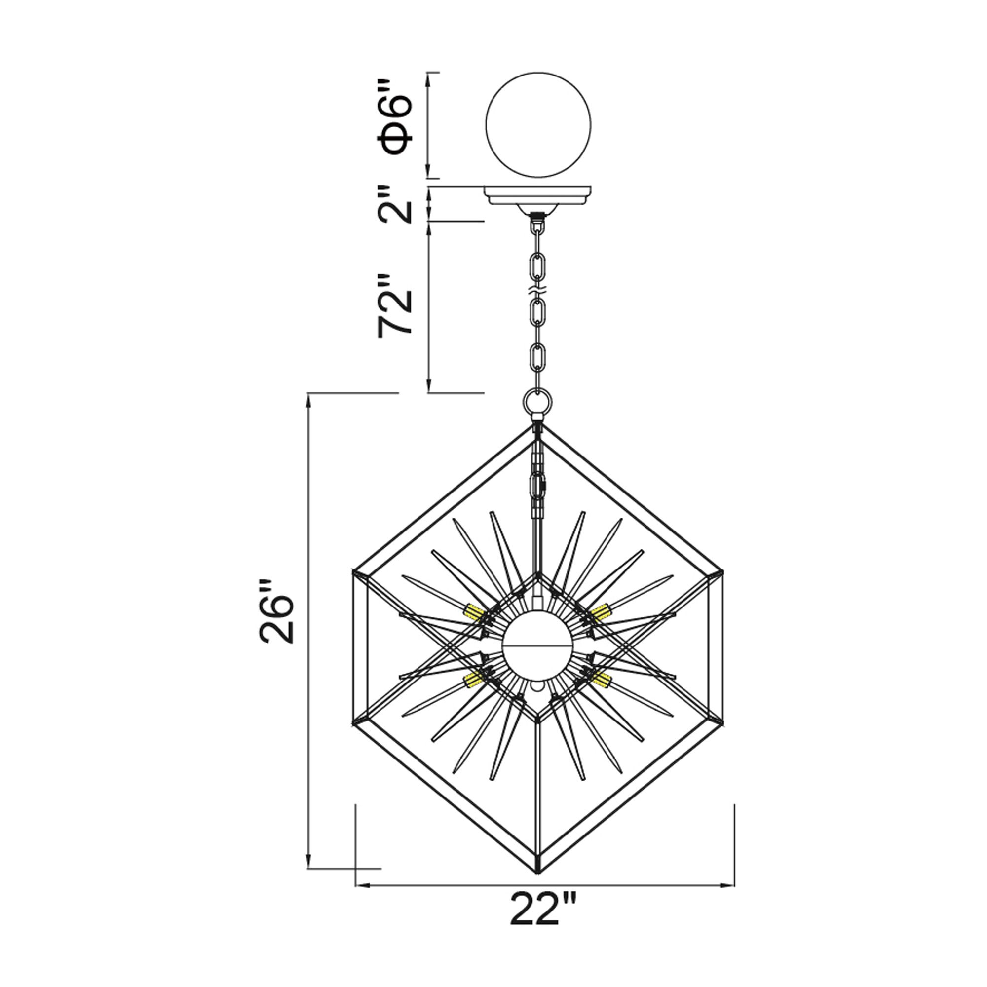 Image 6 Starburst 6 Light Chrome & Black Chandelier more views