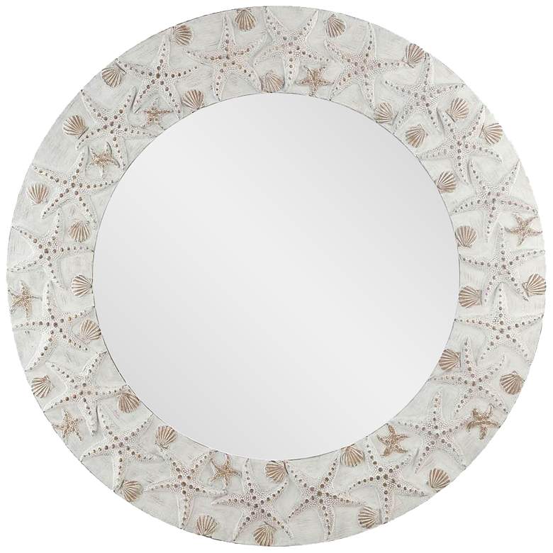 Image 1 Starfish Washed Antique 30 inch Round Wall Mirror
