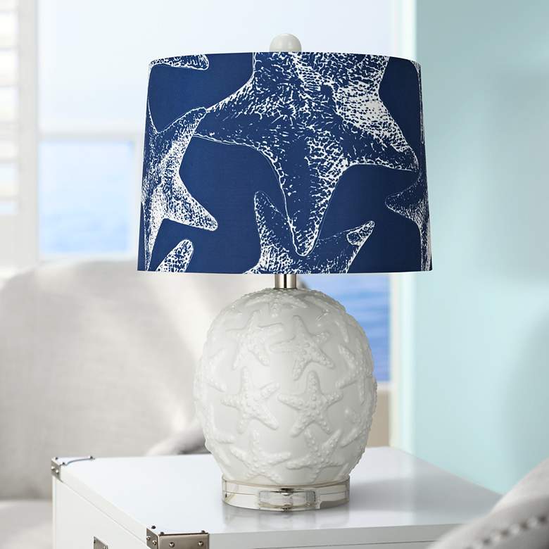 Image 1 Starfish White Textured Ceramic LED Accent Table Lamp