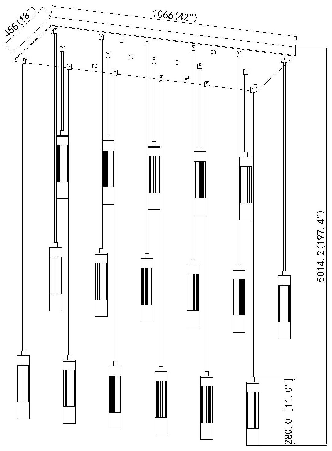 Stari by Z-Lite Matte Black 17 Light Linear Chandelier