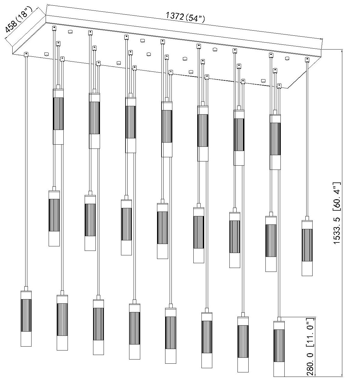 Stari by Z-Lite Matte Black 23 Light Linear Chandelier