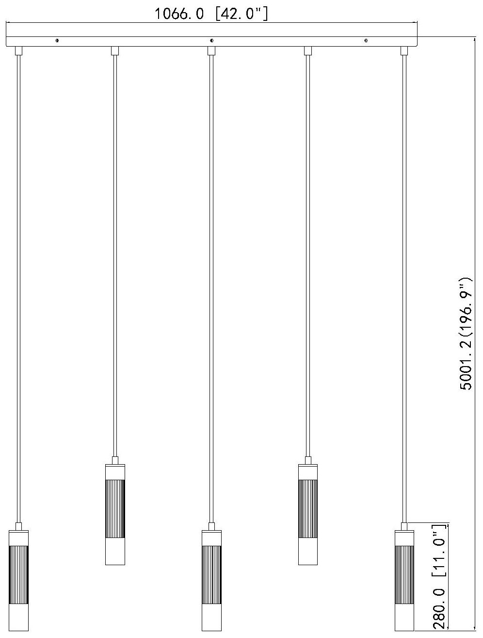 Stari by Z-Lite Modern Gold 5 Light Linear Chandelier