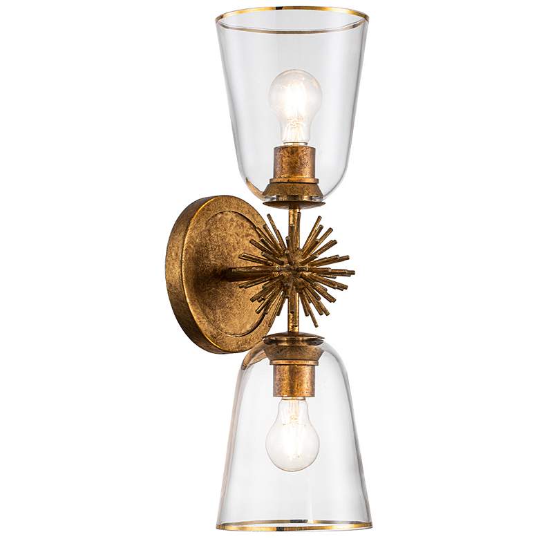 Image 1 Staring 2 Light Sconce in Gold Leaf