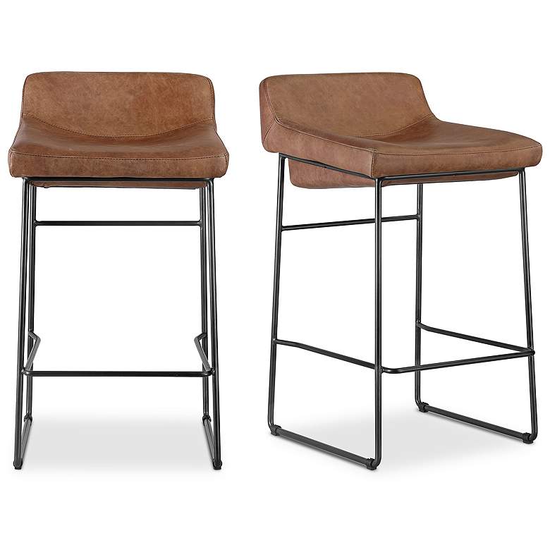 Image 2 Starlet Counter Stool Open Road Brown Leather - Set Of Two more views