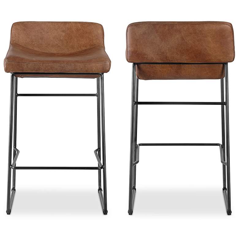 Image 3 Starlet Counter Stool Open Road Brown Leather - Set Of Two more views