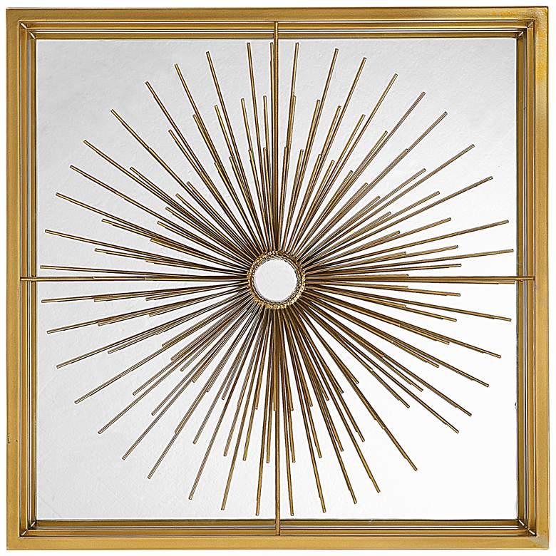 Image 2 Starlight 19 3/4 inch Square Brass Metal Mirrored Wall Art