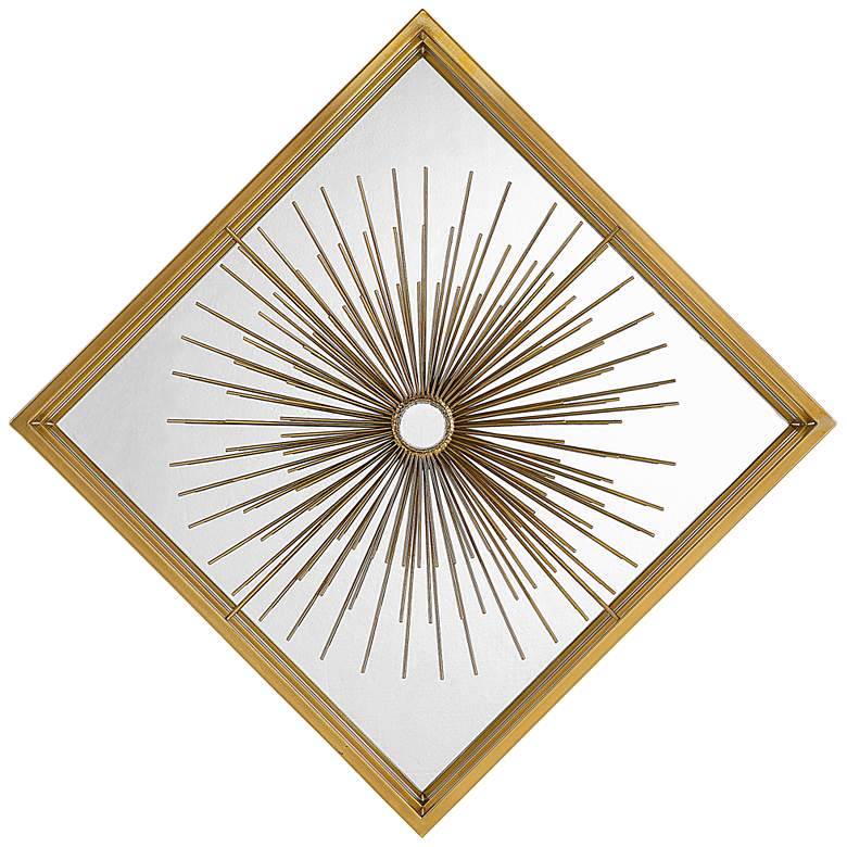 Image 4 Starlight 19 3/4 inch Square Brass Metal Mirrored Wall Art more views