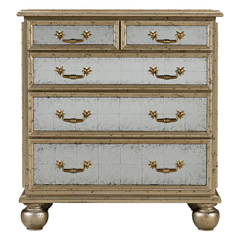 Image 2 Starlight 27 1/4" Wide Silver Leaf Chest of Drawers more views