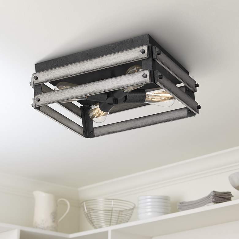 Image 1 Starling 14 1/2" Wide Iron and White 4-Light Ceiling Light