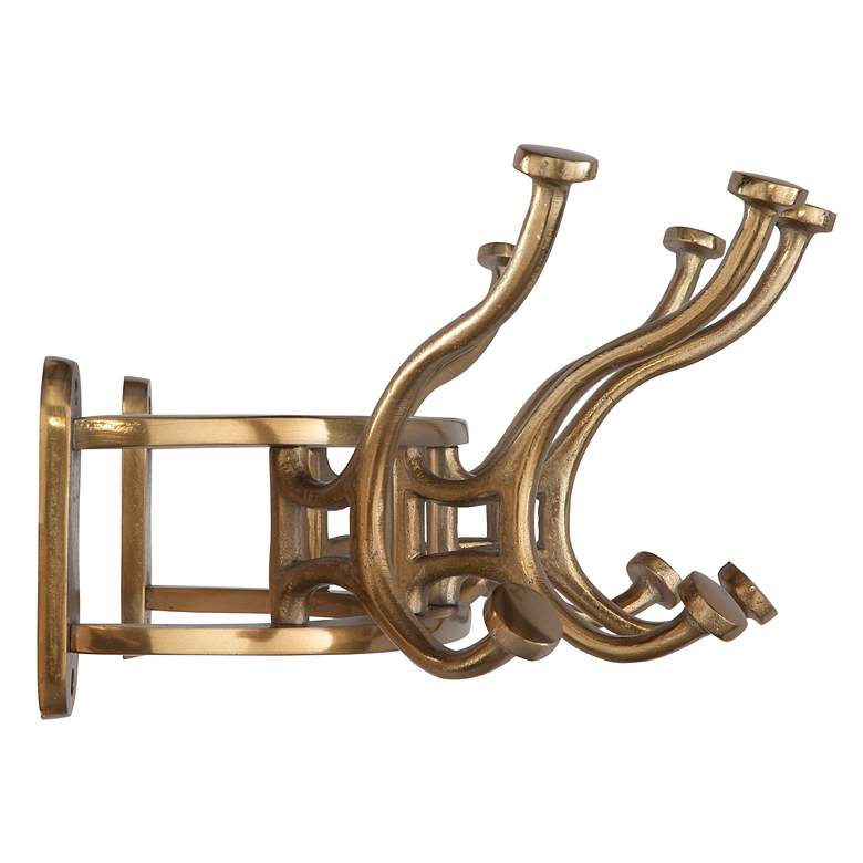 Image 6 Starling 25" Wide Antique Brass Metal Wall-Mount Coat Rack more views