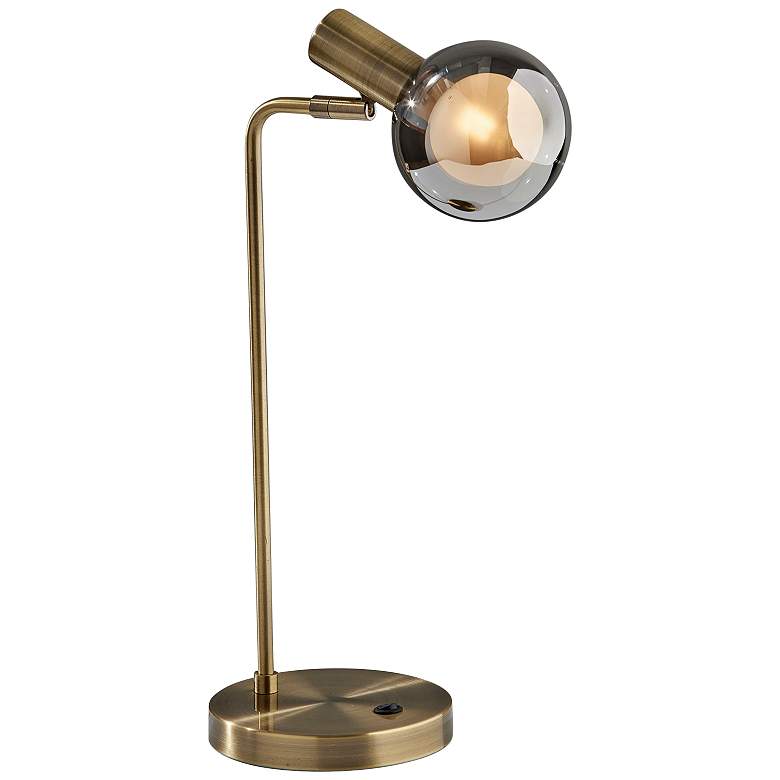 Image 6 Starling Antique Brass Metal L-Shaped LED Desk Lamp more views