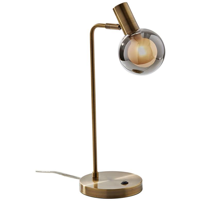 Image 7 Starling Antique Brass Metal L-Shaped LED Desk Lamp more views