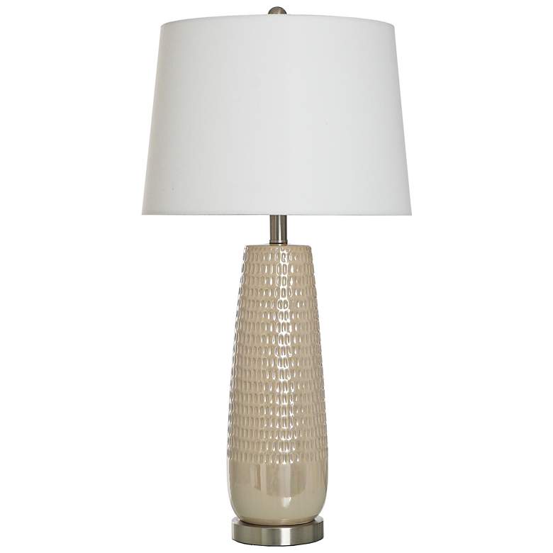 Image 2 Starlite Cream Ceramic and Brushed Nickel Table Lamp