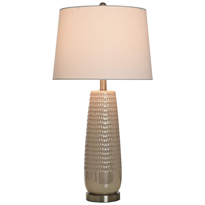 Image 3 Starlite Cream Ceramic and Brushed Nickel Table Lamp more views