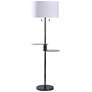 Starr 61" Black Floor Lamp with 2-Tier Swivel Tables and USB Ports