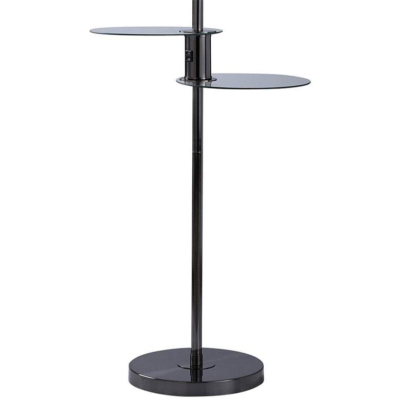 Image 3 Starr 61" Black Floor Lamp with 2-Tier Swivel Tables and USB Ports more views