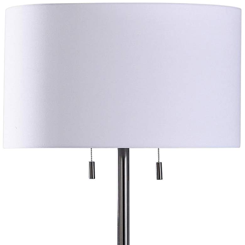 Image 2 Starr Black Floor Lamp with 2-Tier Swivel Tables and USB Ports more views