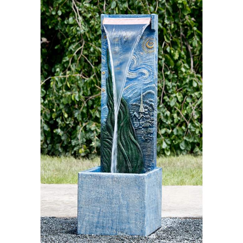 Image 1 Starry Night 46" High Garden Waterfall Fountain with Light