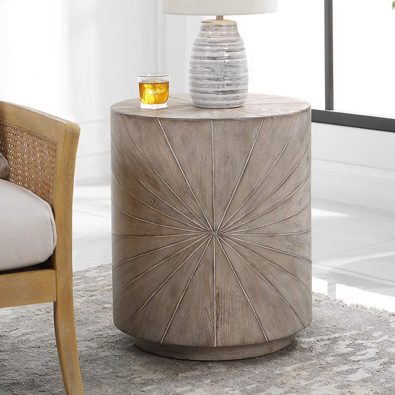 Image 1 Starshine 20 1/2"W Warm Gray Stain Starburst Wood Side Table
