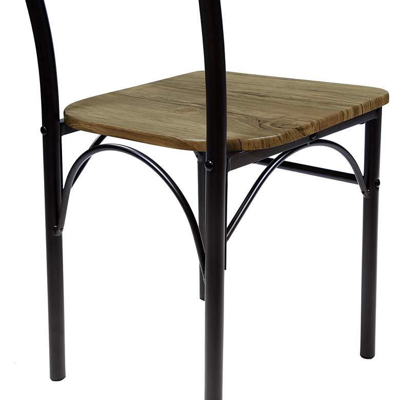 Image 4 Stasel Brown Wood Black Metal 3-Piece Dining Set more views