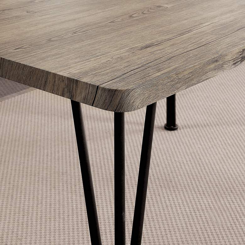 Image 5 Stasel Brown Wood Black Metal 3-Piece Dining Set more views