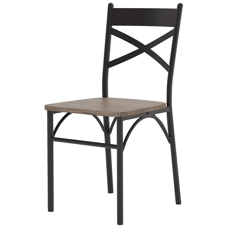 Image 7 Stasel Natural Wood Black Metal 3-Piece Dining Set more views