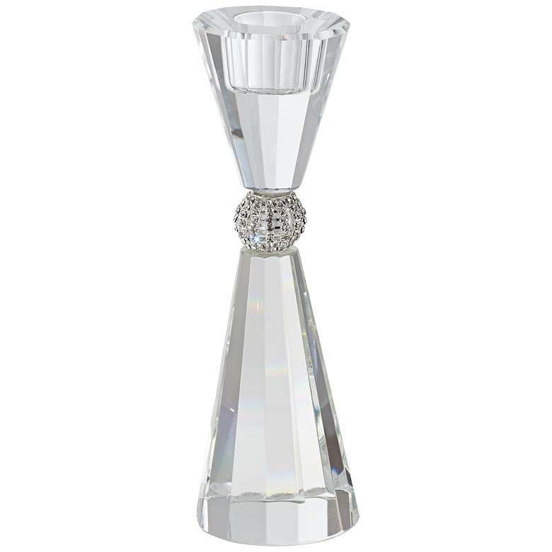 Image 1 Stasia 7 1/4 inch High Crystal with Silver Pillar Candle Holder
