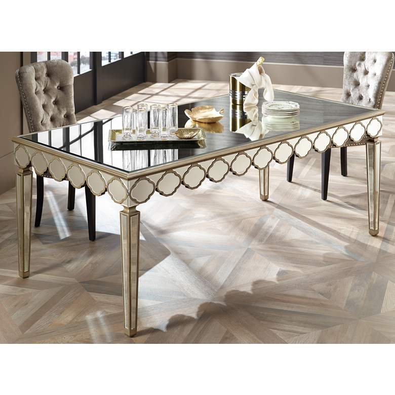 Image 1 Stasia Gold and Beveled Mirror Dining Table