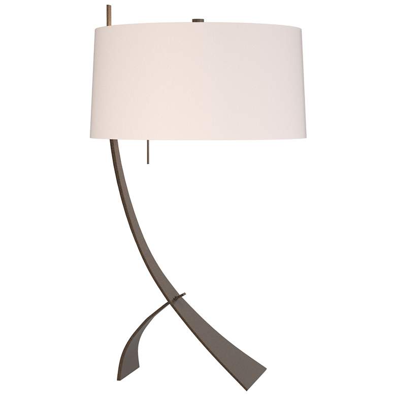 Image 1 Stasis 28.3" High Bronze Table Lamp With Flax Shade