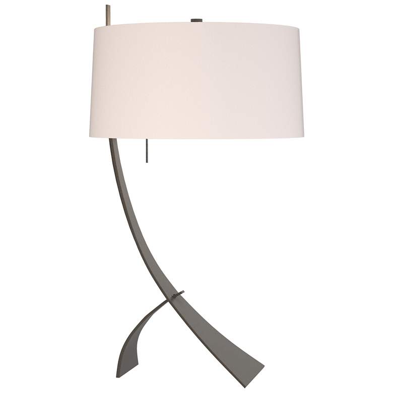 Image 1 Stasis 28.3" High Dark Smoke Table Lamp With Flax Shade