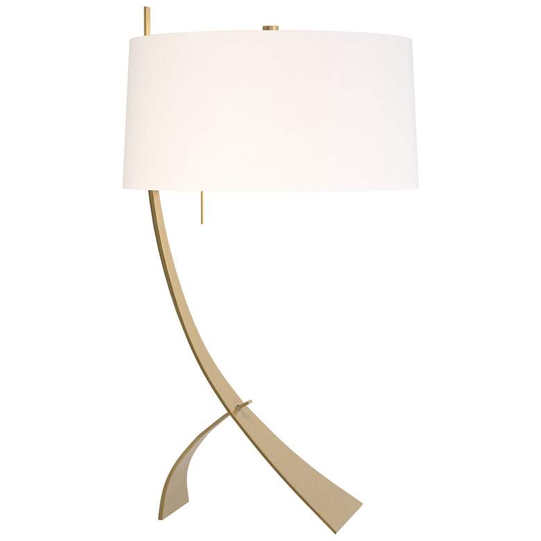 Image 1 Stasis 28.3" High Modern Brass Table Lamp With Natural Anna Shade