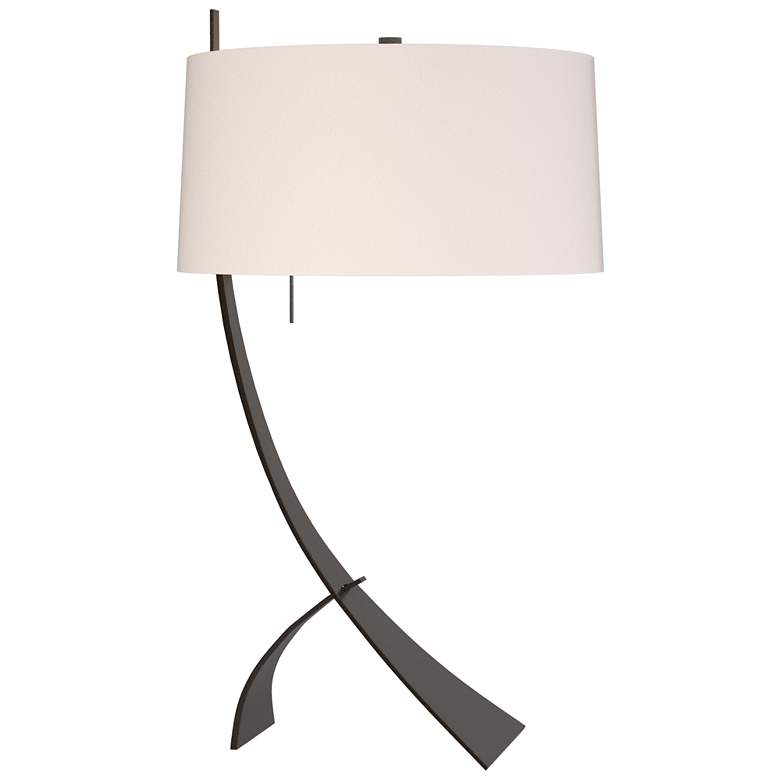 Image 1 Stasis 28.3" High Oil Rubbed Bronze Table Lamp With Flax Shade