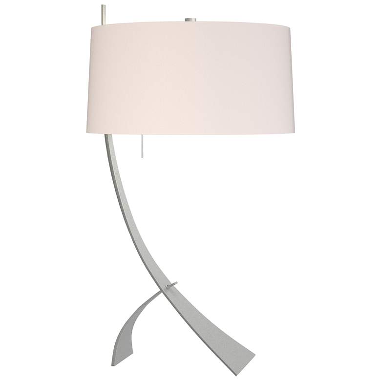 Image 1 Stasis 28.3" High Vintage Platinum Table Lamp With Flax Shade