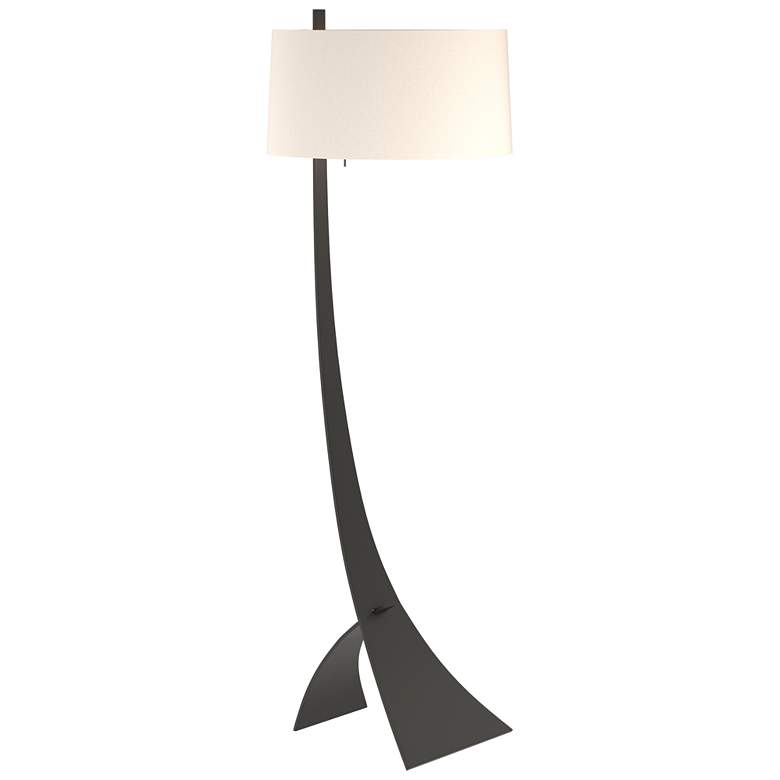 Image 1 Stasis 58.5" High Black Floor Lamp With Flax Shade