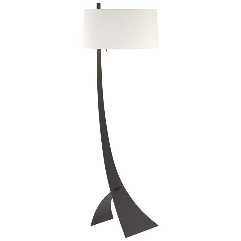 Image 1 Stasis 58.5" High Black Floor Lamp With Natural Anna Shade