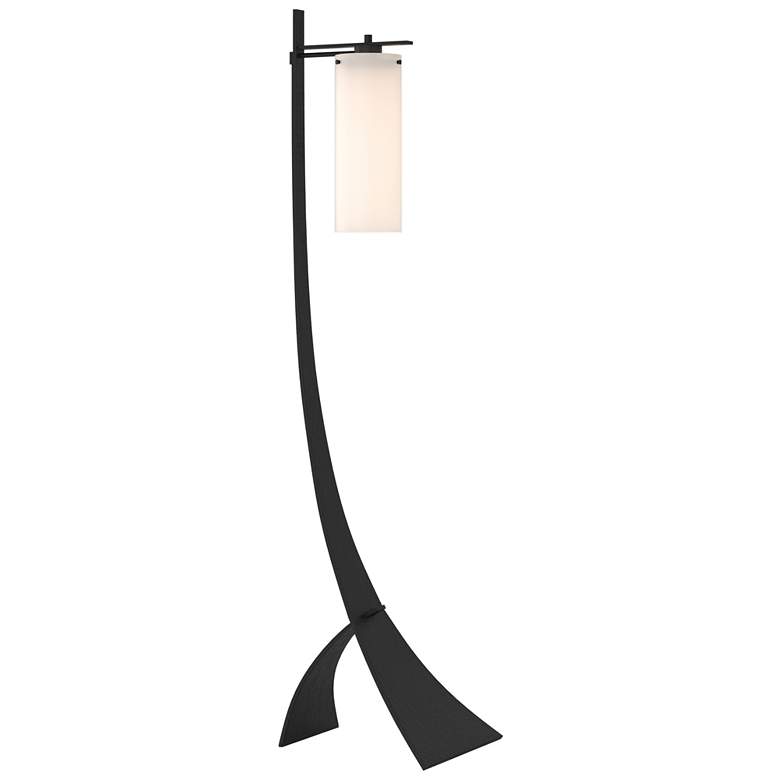 Image 1 Stasis 58.5 inch High Black Floor Lamp With Opal Glass Shade