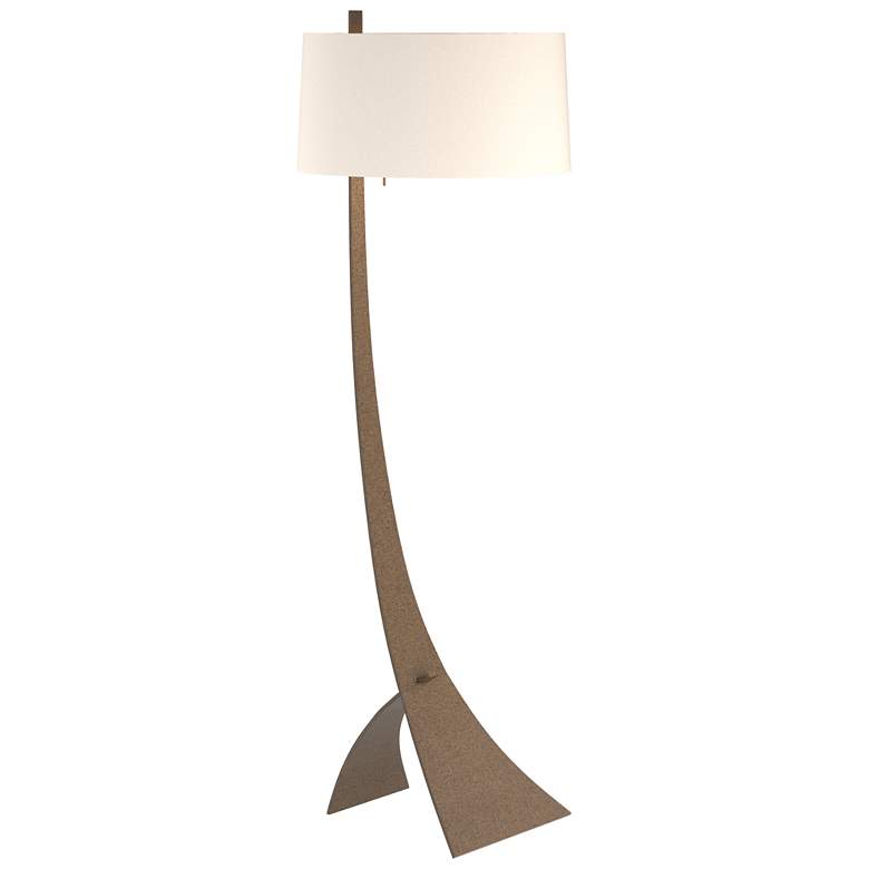 Image 1 Stasis 58.5" High Bronze Floor Lamp With Flax Shade