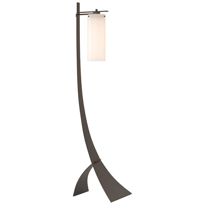 Image 1 Stasis 58.5" High Bronze Floor Lamp With Opal Glass Shade
